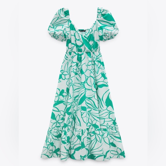 Zara Printed Poplin Dress. Small - Picture 3 of 9